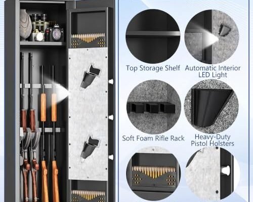 SFTORMAS Biometric Gun Safe For 5 Rifles